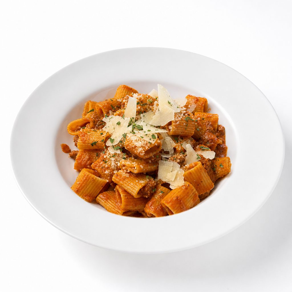 Rigatoni Bolognese.