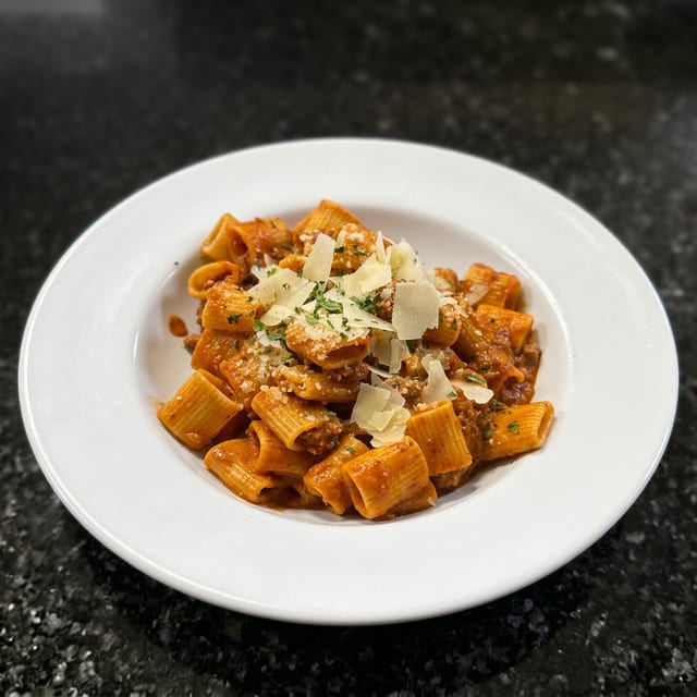 Rigatoni Bolognese.